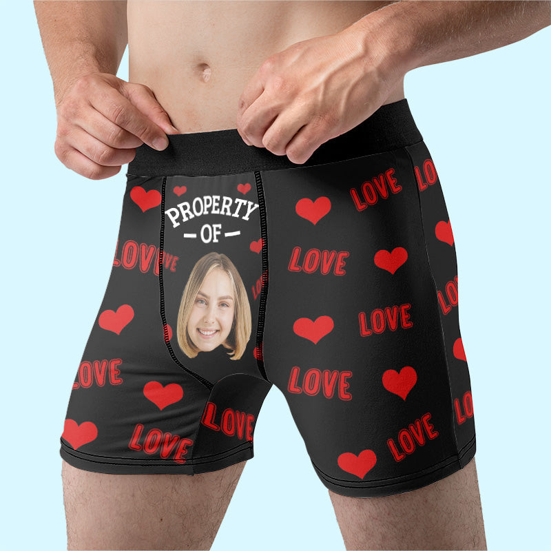 Custom Photo My Property - Funny Personalized Custom Boxer Briefs, Men's Boxers - Birthday Gift For Boyfriend, Husband, Anniversary