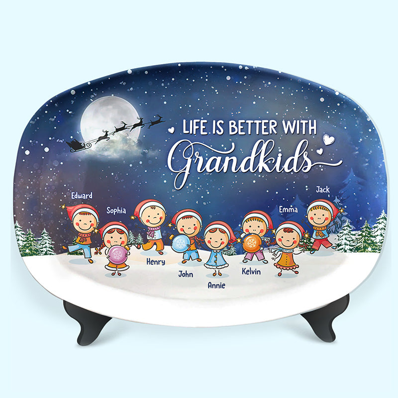 Custom Name Christmas Grandkids Gifts for Grandparents - Personalized Platter