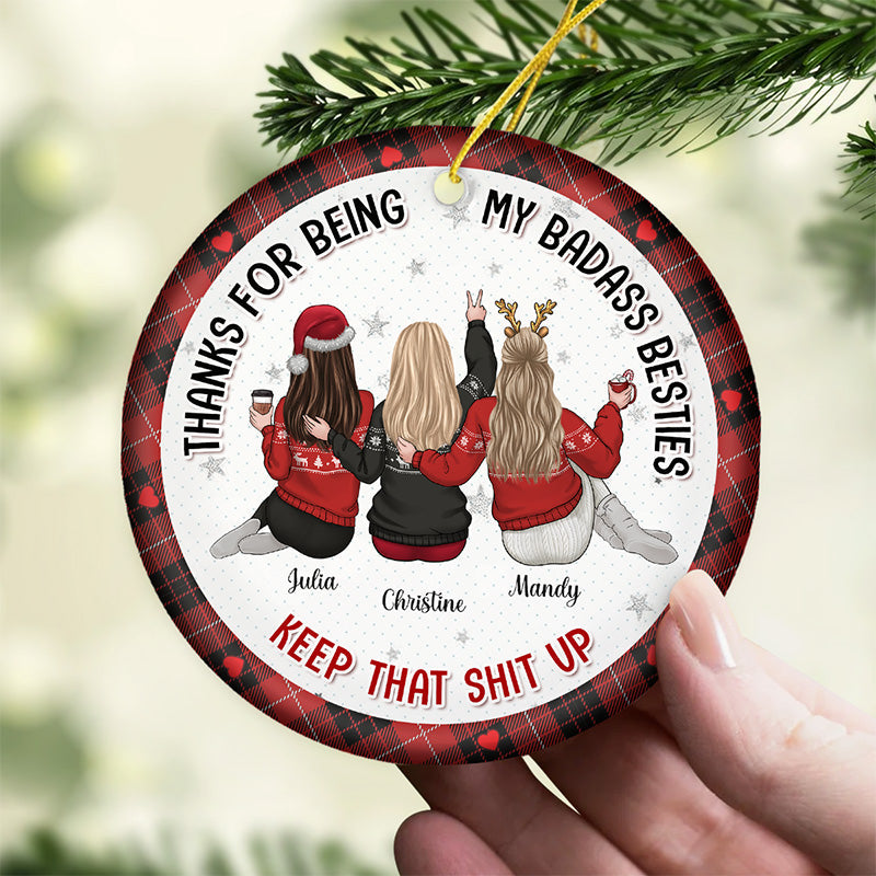 Custom Name Funny Christmas Bestie Gifts - Personalized Ceramic Ornament