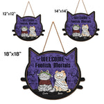 Custom Pet Name Halloween Welcome Gifts for Cat Lovers - Personalized Wood Sign