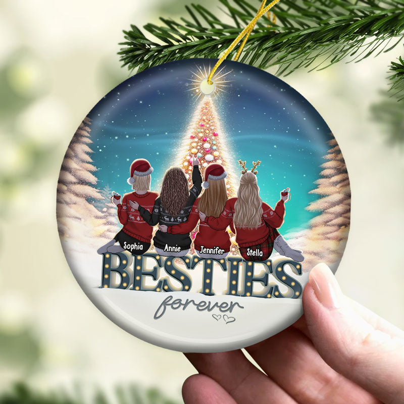 Best Friend At First Sight - Bestie Personalized Custom Ornament - Ceramic Round Shaped - Christmas Gift For Best Friends, BFF, Sisters