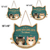 Hope You Like Cats - Cat Personalized Custom Shaped Home Decor Wood Sign - House Warming Gift For Pet Owners, Pet Lovers