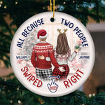 Custom Name Funny Christmas Couple Gifts - Personalized Ceramic Ornament