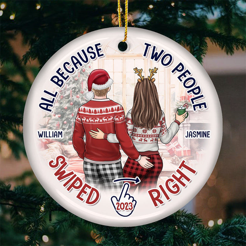 Custom Name Funny Christmas Couple Gifts - Personalized Ceramic Ornament