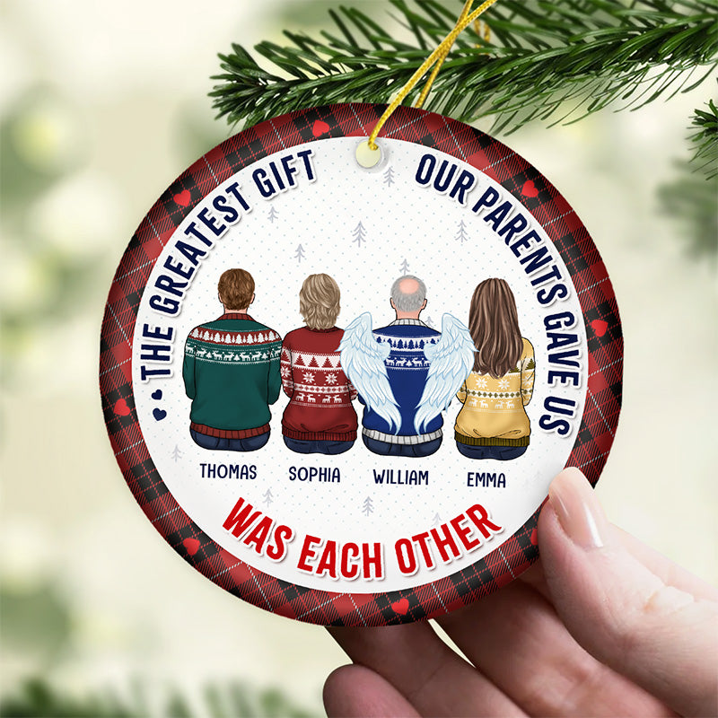 Custom Name Sibling Christmas Gifts - Personalized Ceramic Ornament