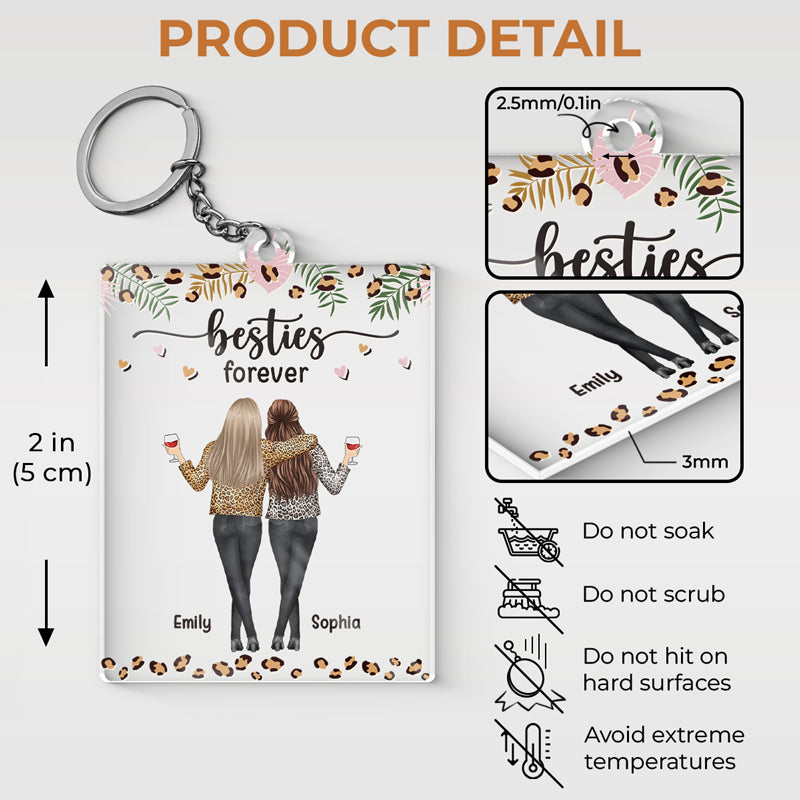 We're Sisters Forever - Besties Personalized Custom Rectangle Shaped Acrylic Keychain - Gift For Best Friends, BFF, Sisters