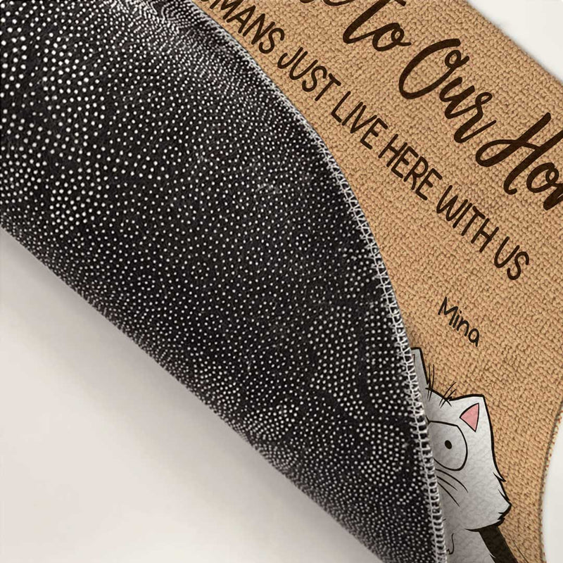 Enter With A Happy Heart - Cat Personalized Custom Decorative Mat - Gift For Pet Owners, Pet Lovers