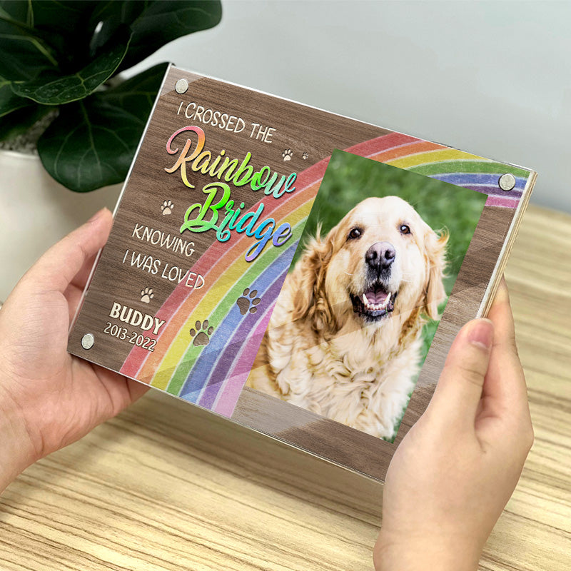 Custom Pet Photo Rainbow Bridge Memorial Decor - Personalized Acrylic Photo Frame