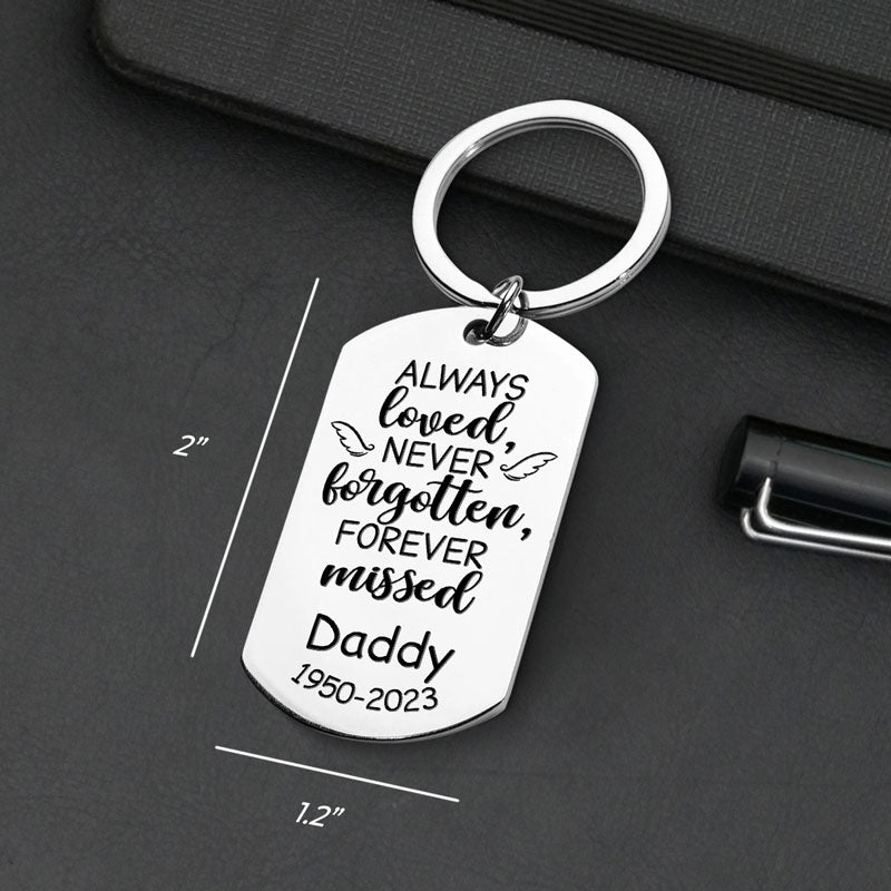 Custom Photo Always Loved Forever Missed - Memorial Personalized Custom Keychain - Sympathy Gift For Family Members