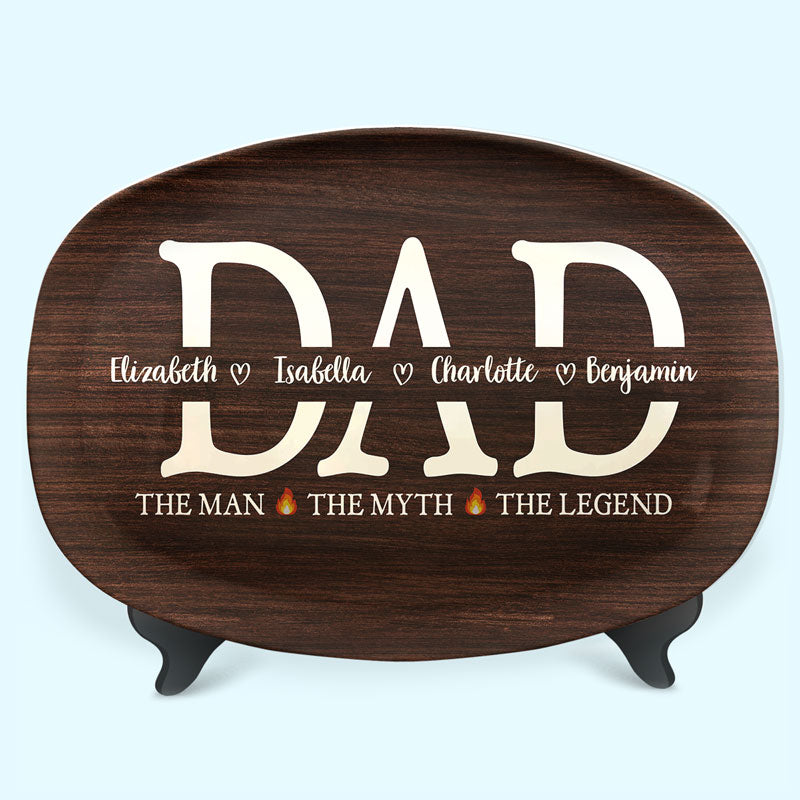 Dad The Man The Grill The Legend - Family Personalized Custom Platter - Father's Day, Birthday Gift For Dad