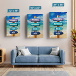 Custom Name Anniversary Beach Sign Gifts for Couples - Personalized Canvas