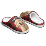 Custom Photo Dog Plaid Gifts for Pet Lovers - Personalized Fluffy Slippers