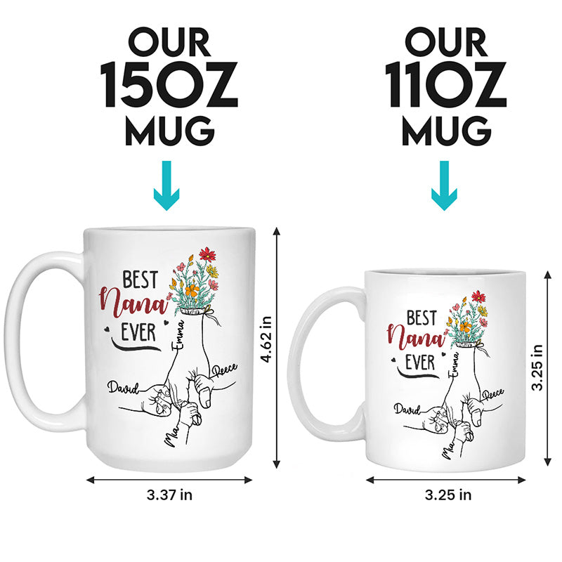 Custom Name Best Nana Ever Gifts for Grandma - Personalized Mugs