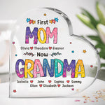 Custom Name First Mom Now Grandma Gifts - Personalized Shaped Acrylic Plaque