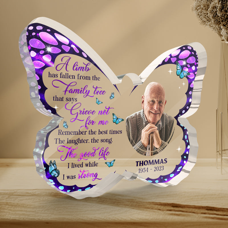 Custom Photo Memorial Butterfly Tribute - Personalized Shaped Acrylic Plaque