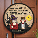 Custom Name Wicked Witch Couple Decor - Personalized Wood Sign