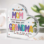 Custom Name First Mom Now Grandma Gifts - Personalized Shaped Acrylic Plaque