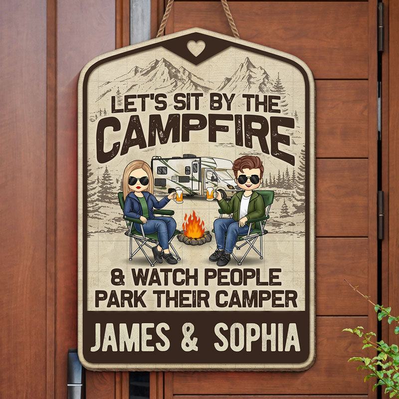 Custom Name Camper Camping Couple Gifts - Personalized Wood Sign