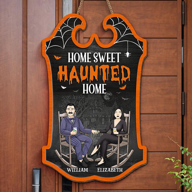Custom Name Haunted Home Halloween Decor - Personalized Wood Sign