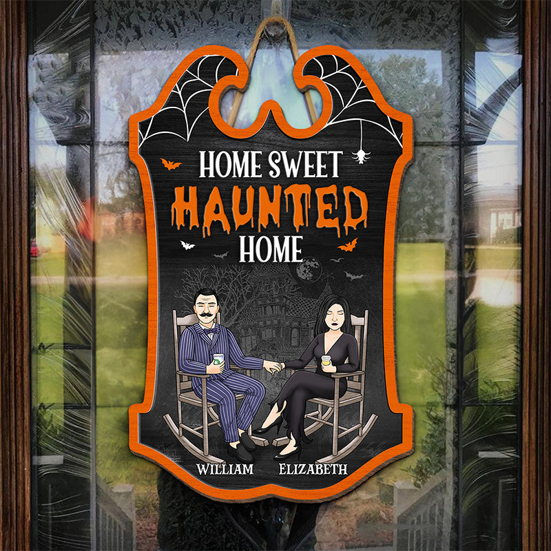 Custom Name Haunted Home Halloween Decor - Personalized Wood Sign