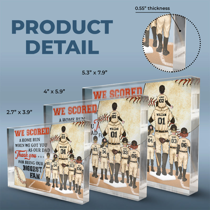 I Scored A Home Run When I Got You As My Dad - Family Personalized Custom Rectangle Shaped Acrylic Plaque - Birthday Gift For Dad