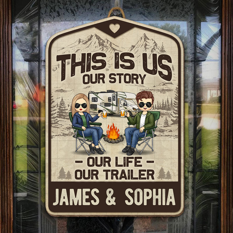 Custom Name Camper Camping Couple Gifts - Personalized Wood Sign