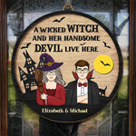 Custom Name Wicked Witch Couple Decor - Personalized Wood Sign