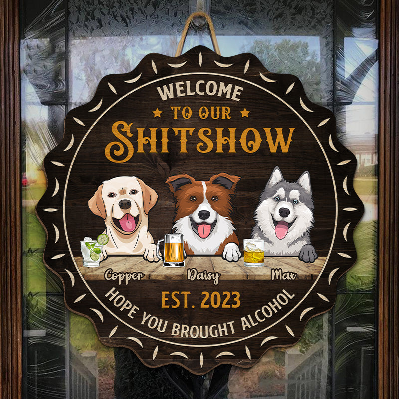Human, Remember To Bring Us Alcohol - Dog & Cat Personalized Custom Shaped Home Decor Wood Sign - House Warming Gift For Pet Owners, Pet Lovers