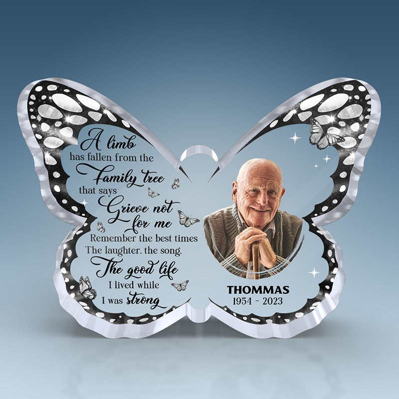 Custom Photo Memorial Butterfly Tribute - Personalized Shaped Acrylic Plaque