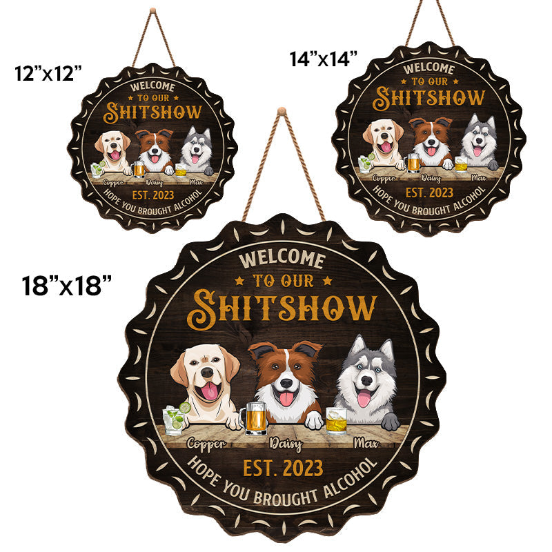 Human, Remember To Bring Us Alcohol - Dog & Cat Personalized Custom Shaped Home Decor Wood Sign - House Warming Gift For Pet Owners, Pet Lovers