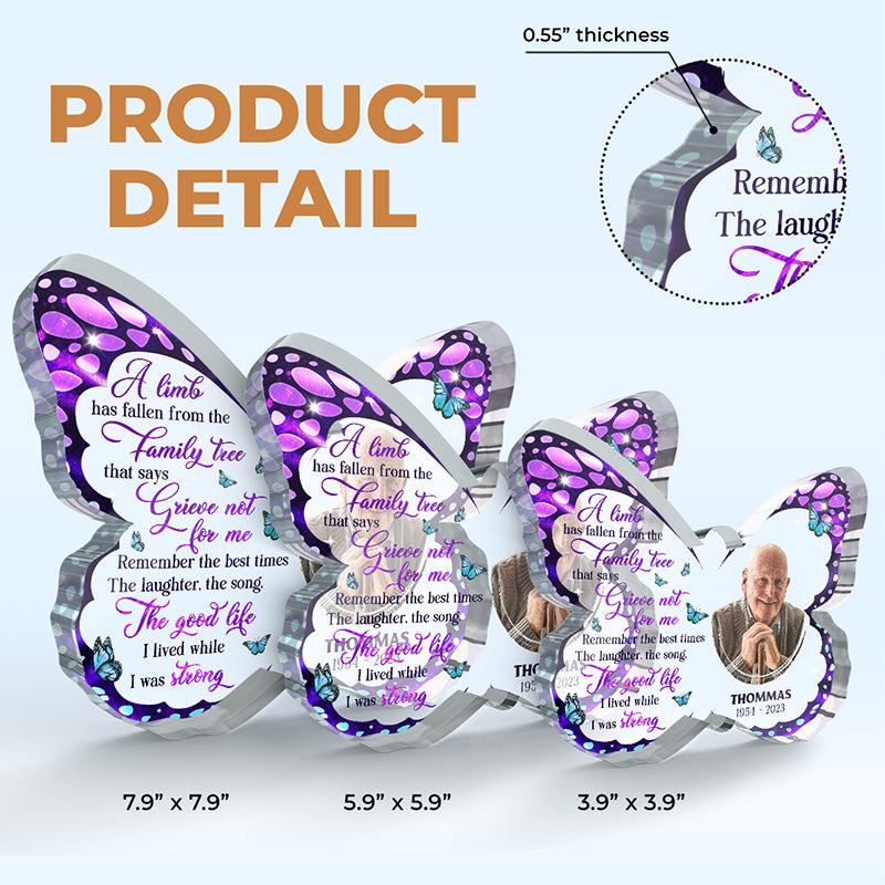 Custom Photo Memorial Butterfly Tribute - Personalized Shaped Acrylic Plaque