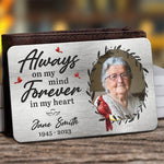 Custom Photo Always on My Mind Memorial Gifts - Personalized Aluminum Wallet Card