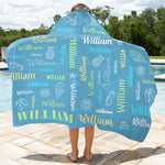 Custom Name Beach Pool Gifts for Kids - Personalized Beach Towel