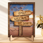 Custom Name Beach Anniversary Gifts for Couples - Personalized Wooden Plaque