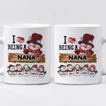 Custom Name Christmas Snowman Gifts for Nana - Personalized Mugs
