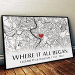 Custom Map Wedding Gifts for Couples - Personalized Poster