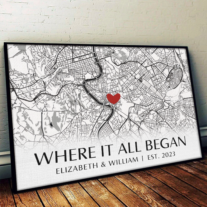 Custom Map Wedding Gifts for Couples - Personalized Poster