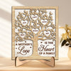 We Love You With All Of Our Hearts - Family Personalized Custom 2-Layered Wooden Plaque With Stand - House Warming Gift For Mom, Grandma