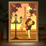 Custom Name Paris Romance Gifts for Couples - Personalized Frame Light Box