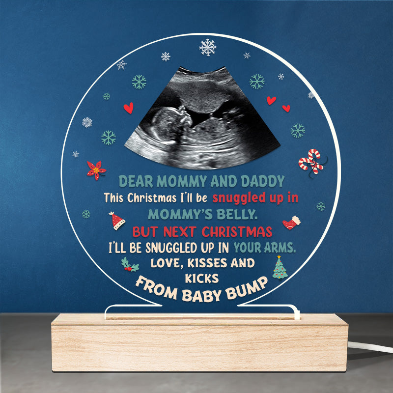 Custom Photo Christmas Baby Bump Gifts for Expecting Parents - Personalized 3D LED Light