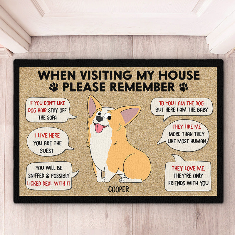 Custom Name Funny Dog Rules Gifts for Dog Lovers - Personalized Doormat