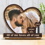 Custom Photo Romantic Couple Gifts - Personalized Wooden Plaque With Flat Stand