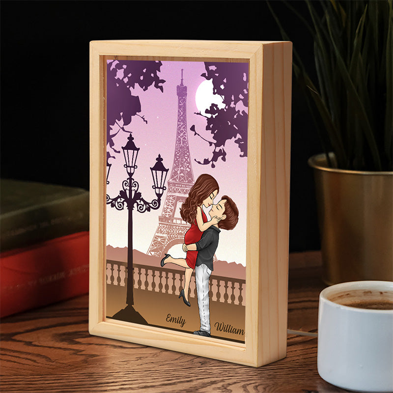 Custom Name Paris Romance Gifts for Couples - Personalized Frame Light Box