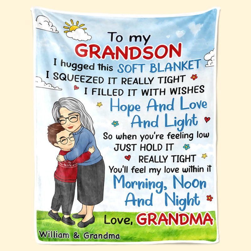 Grandkid Melts My Heart - Family Personalized Custom Blanket - Christmas Gift From Grandma
