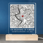 Custom Map Couple Gifts - Personalized 3D LED Light