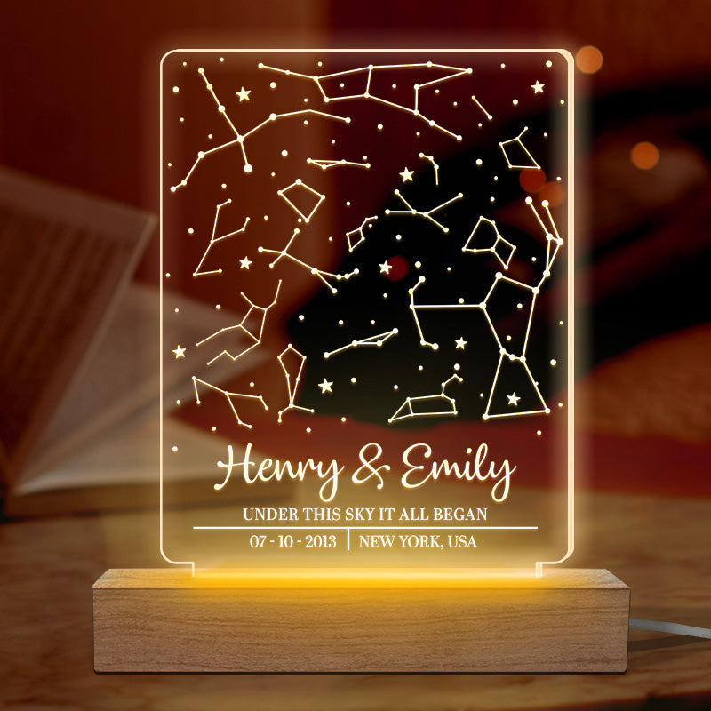The Night We Met - Couple Personalized Custom Shaped 3D LED Light - Gift For Husband Wife, Anniversary