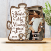 Custom Photo Loving You Is Easy - Couple Personalized Custom Shaped 2-Layered Wooden Plaque With Flat Stand - House Warming Gift, Gift For Husband Wife, Anniversary
