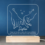 Custom Name Sister Gifts with Pinky Promise - Personalized 3D LED Light