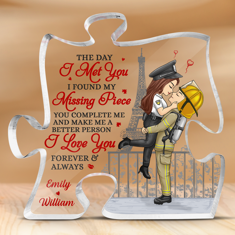 I Love You Forever & Always - Couple Personalized Custom Puzzle Shaped Acrylic Plaque - Gift For Husband Wife, Anniversary