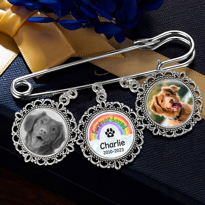 Custom Photo I'll Meet You At The Rainbow Bridge - Memorial Personalized Custom Round Shaped Lapel Pin, Brooch - Sympathy Gift For Pet Owners, Pet Lovers